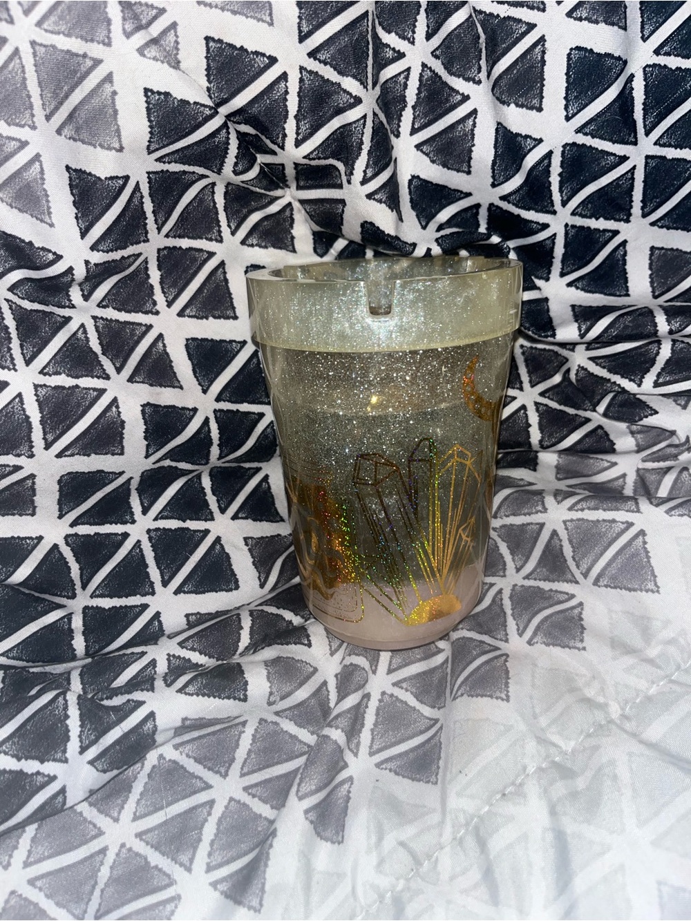 Resin Glitter Crystal Accent travel car ashtray cup